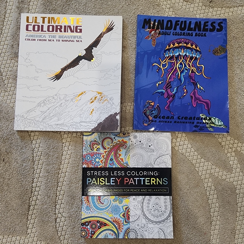 Coloring Book Set with Paisley Patterns and Mindfulness Designs